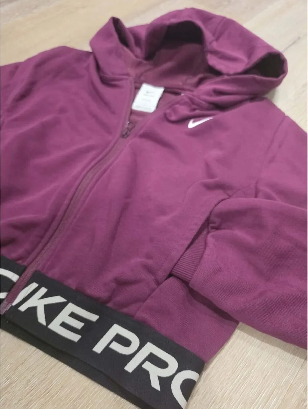 Nike Pro Burgundy Dri-Fit Full-Zip Hoodie - Size L